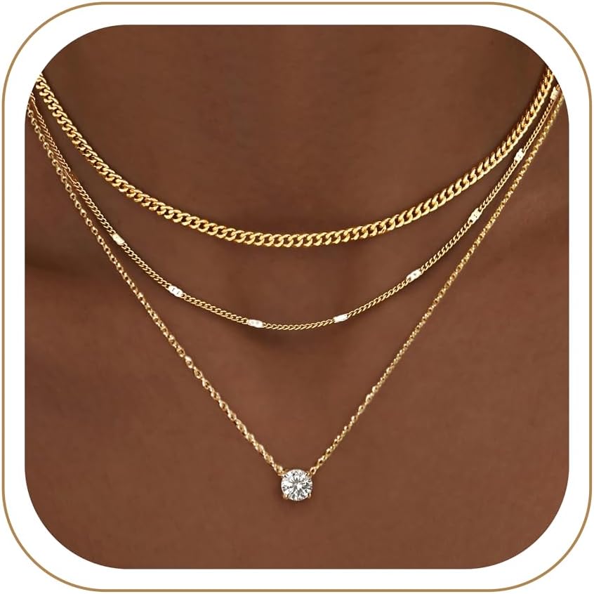 14K Gold Layered Birthstone Necklace Set