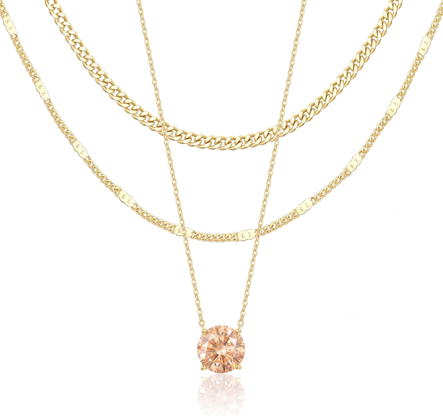 14K Gold Layered Birthstone Necklace Set