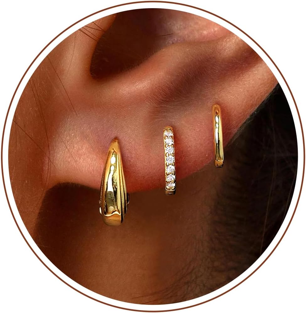 Sterling Silver Huggie Hoop Earrings Set