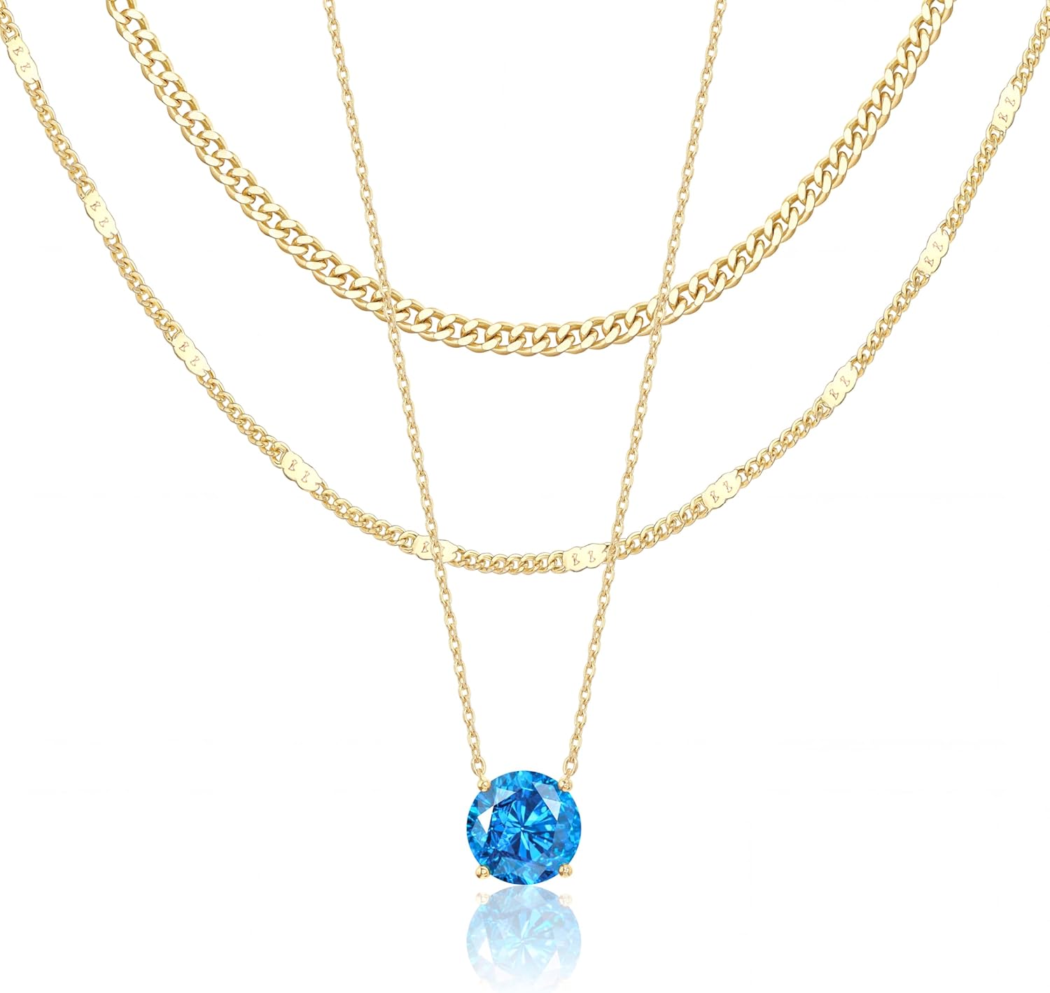 14K Gold Layered Birthstone Necklace Set