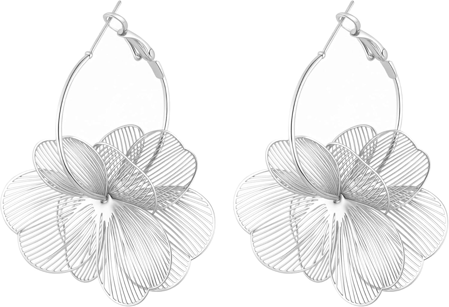 Floral Dangle Hoop Earrings