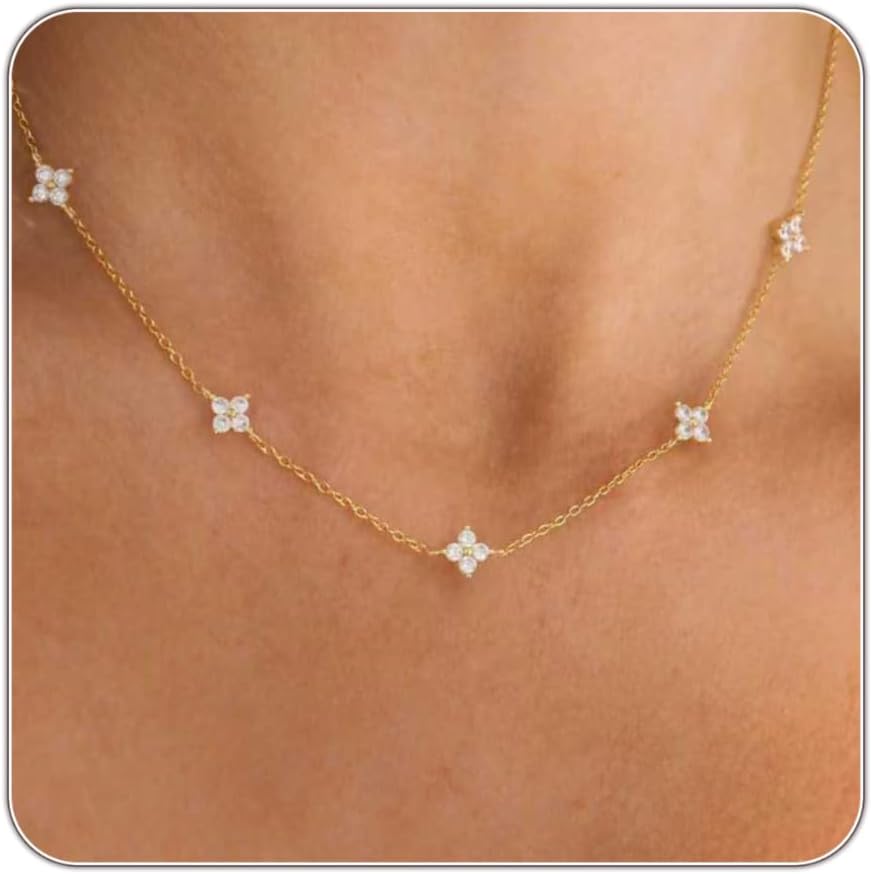 Dainty CZ Layered Choker Necklace