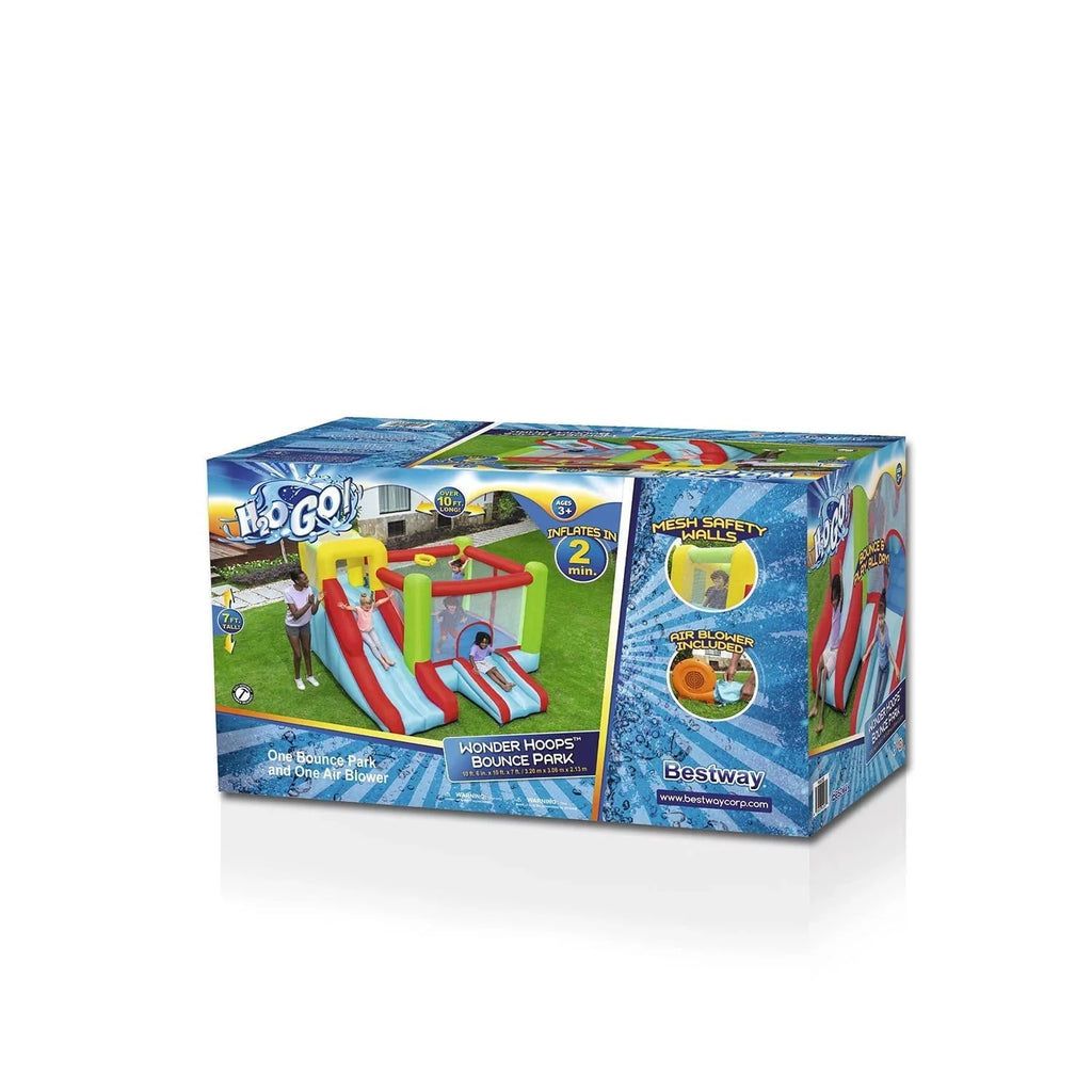10' Inflatable Bounce House Park with Basketball and Slide. 126