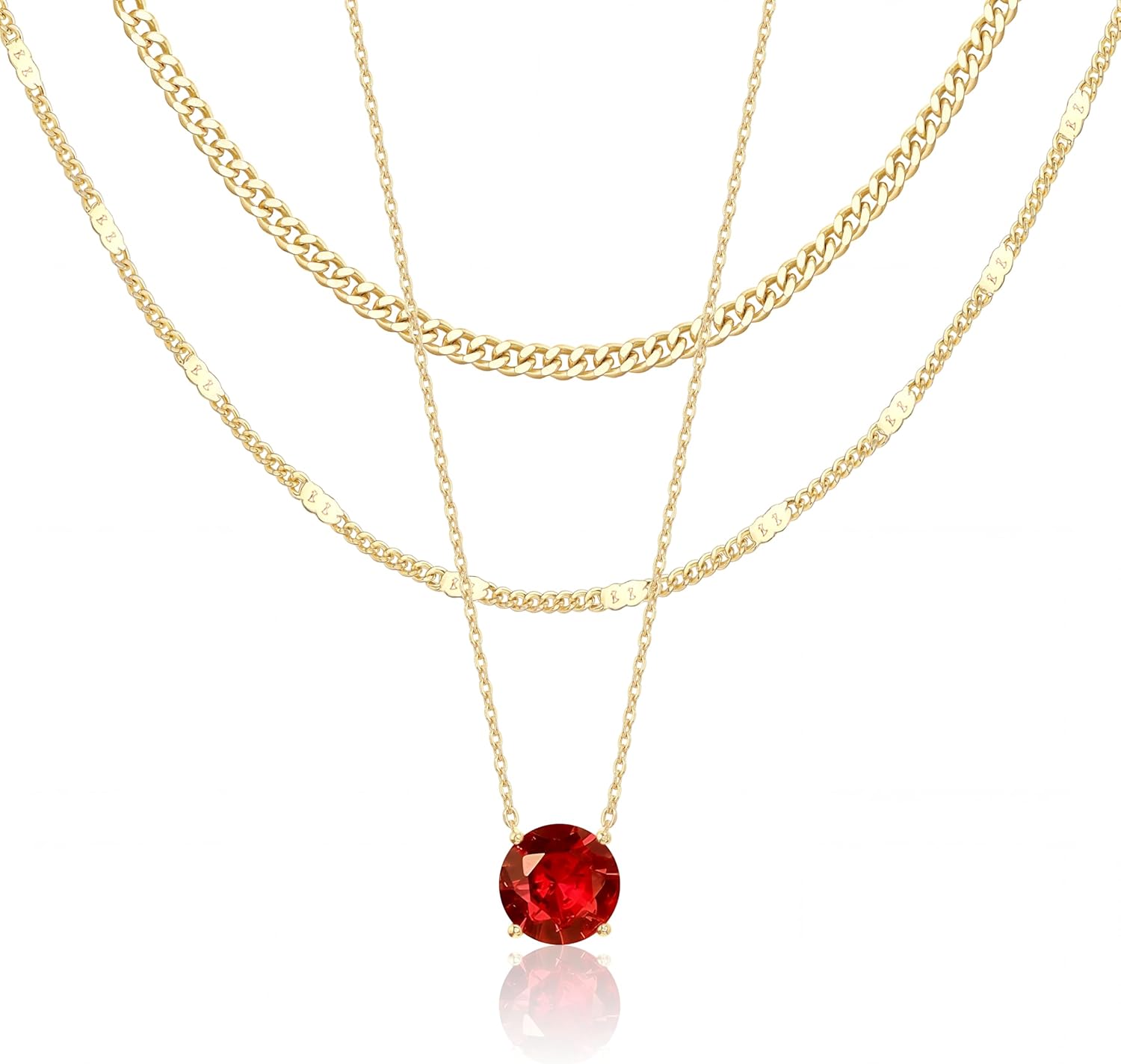 14K Gold Layered Birthstone Necklace Set
