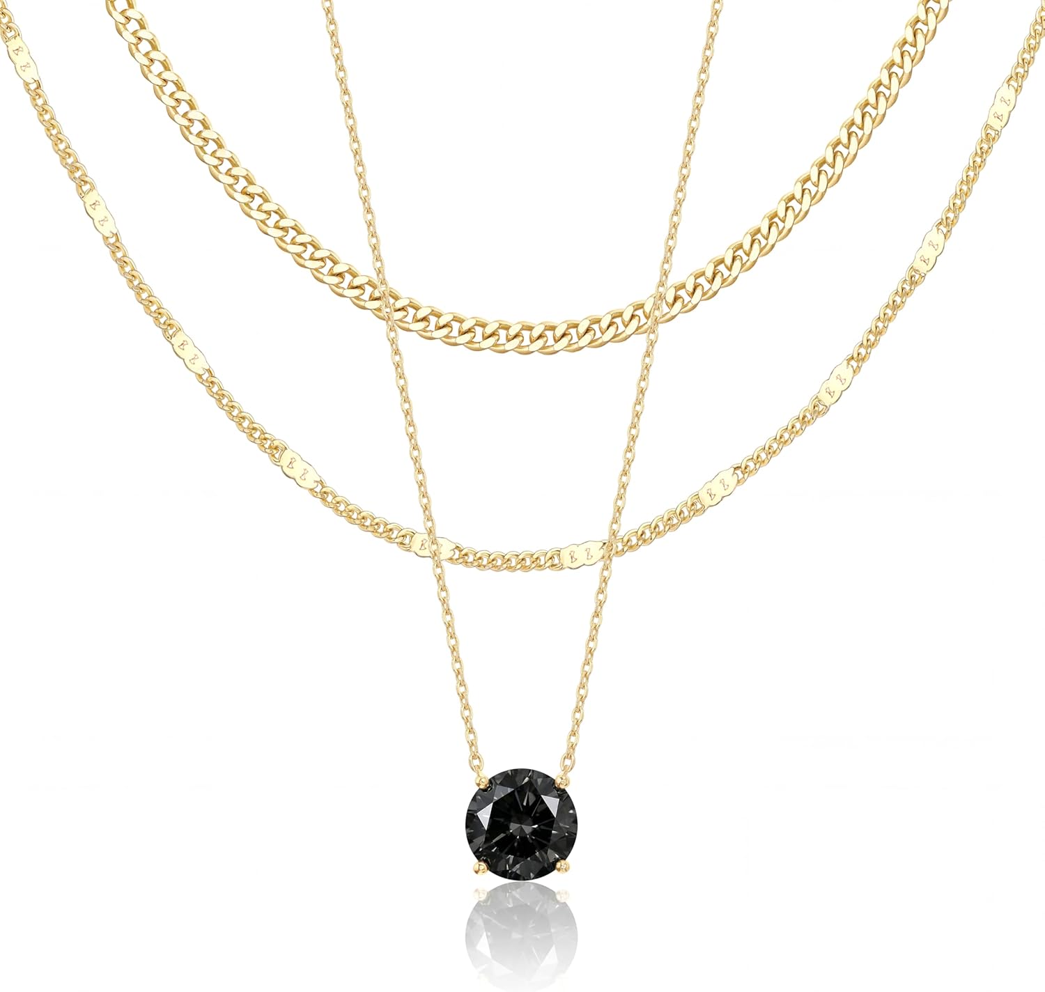 14K Gold Layered Birthstone Necklace Set