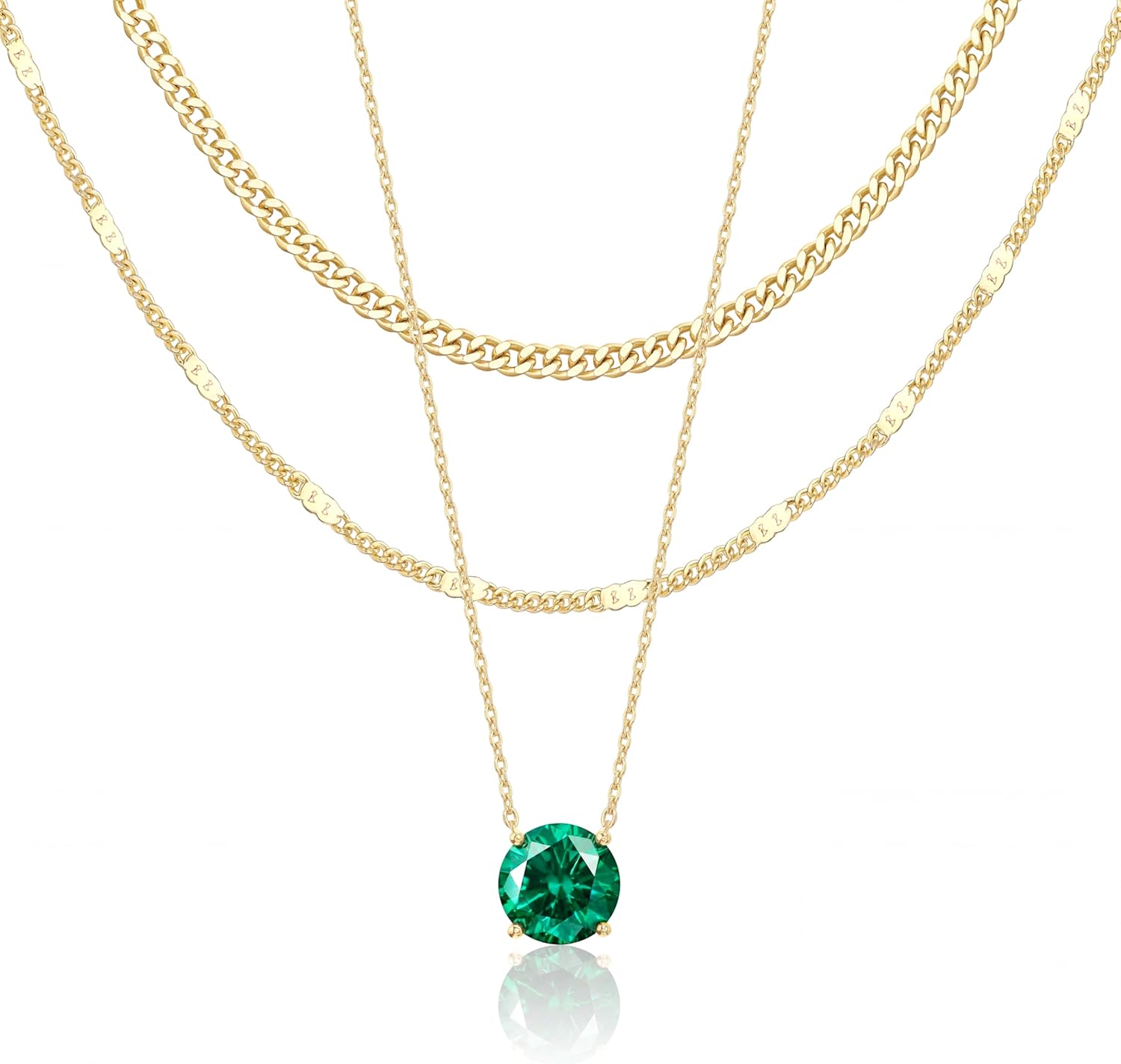 14K Gold Layered Birthstone Necklace Set