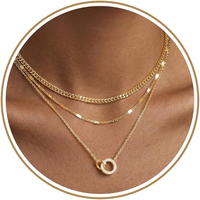 14K Gold Layered Birthstone Necklace Set