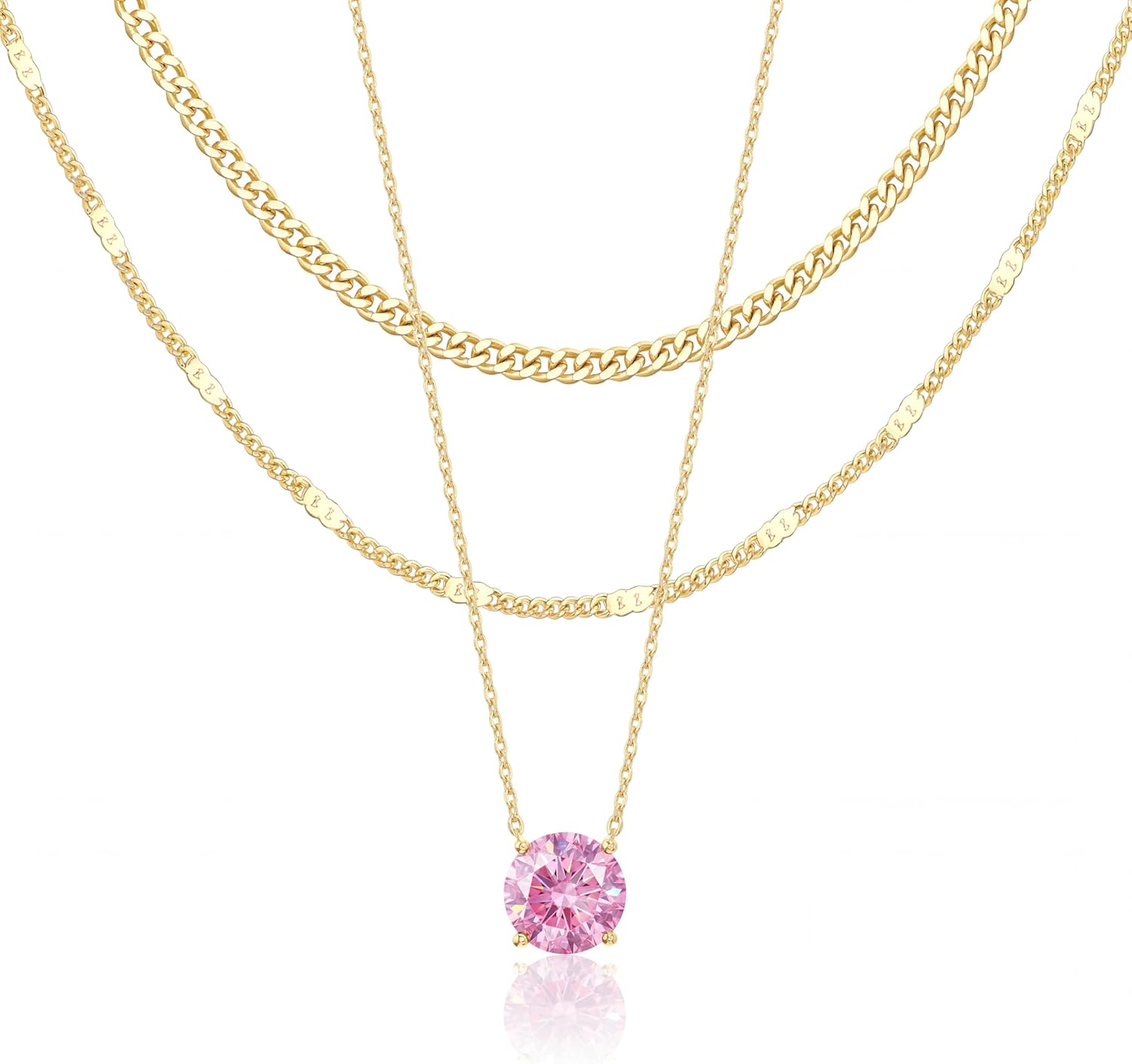 14K Gold Layered Birthstone Necklace Set