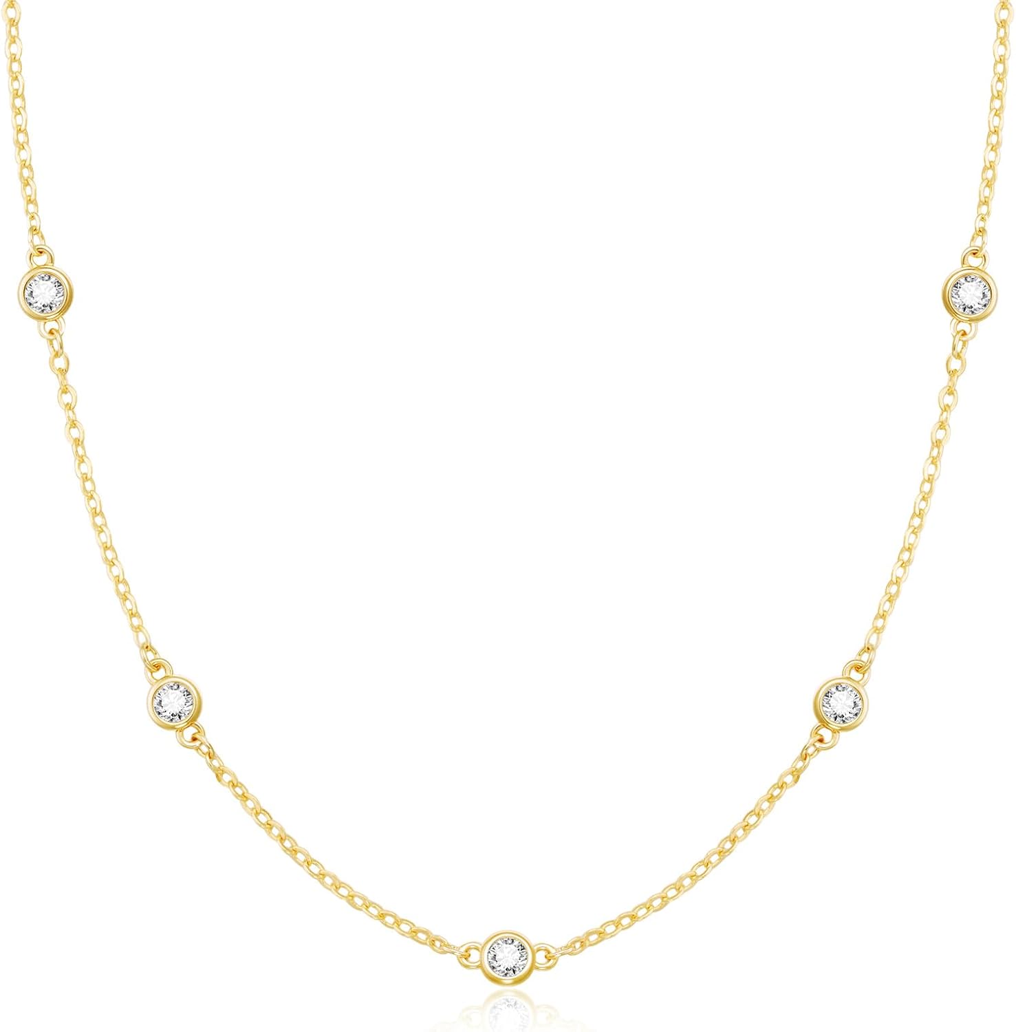 Dainty CZ Layered Choker Necklace