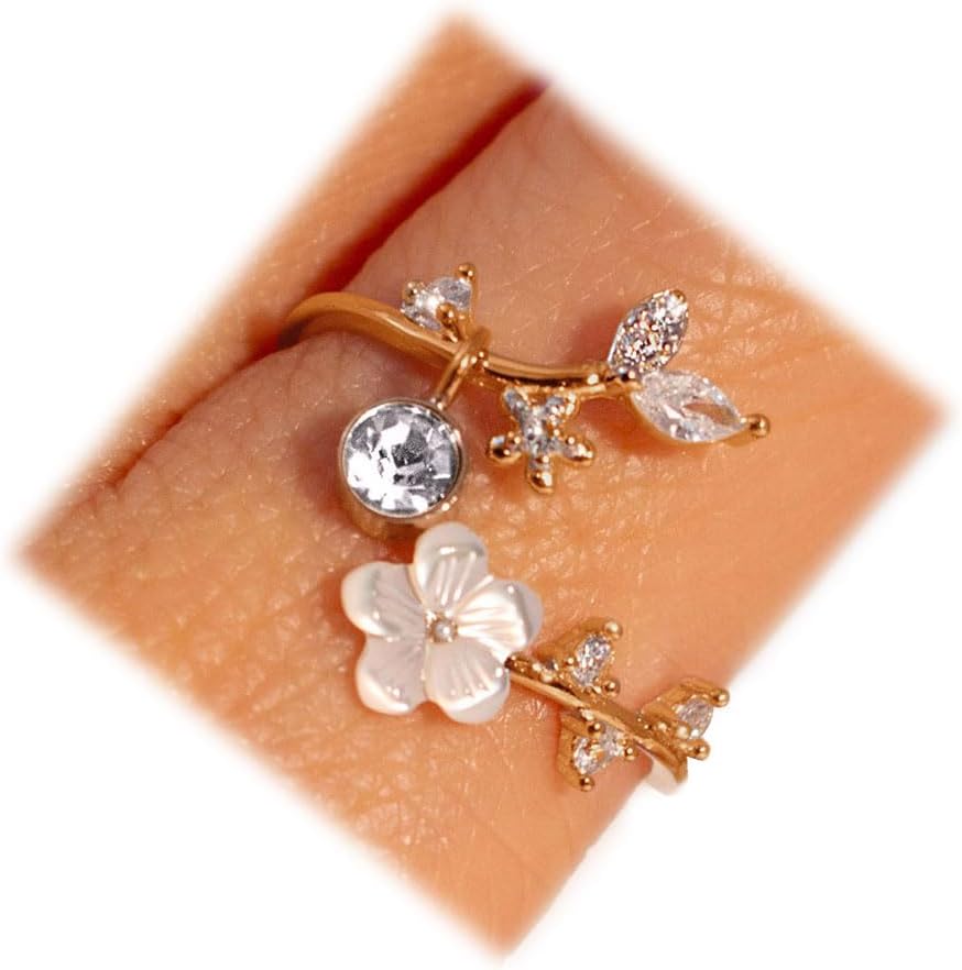 Adjustable Birthstone Flower Ring