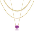 14K Gold Layered Birthstone Necklace Set
