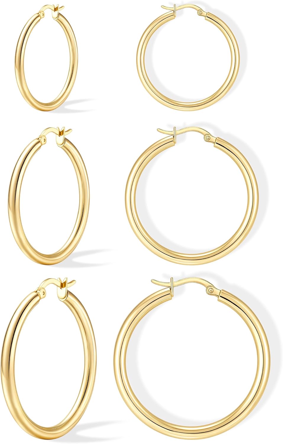 Sterling Silver Huggie Hoop Earrings Set