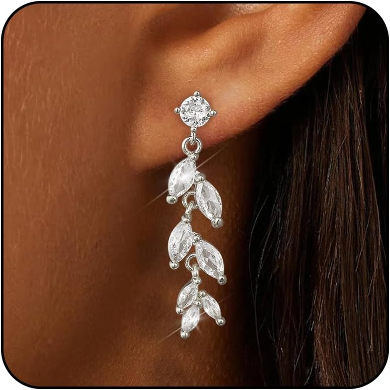 14K Gold Crystal Dangle Earrings