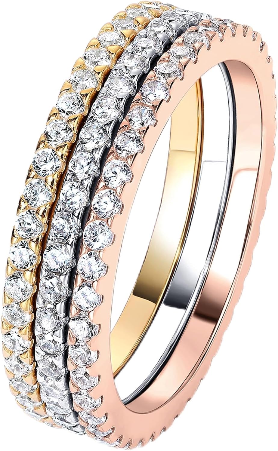 Gold Plated CZ Eternity Stackable Ring
