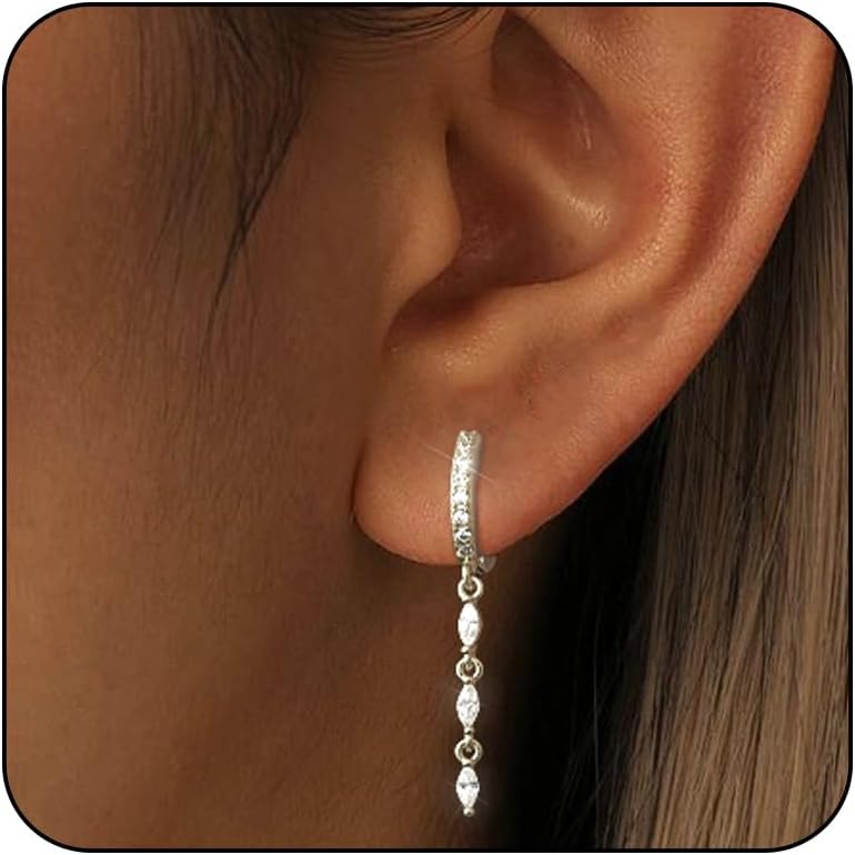 14K Gold Crystal Dangle Earrings