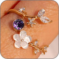 Adjustable Birthstone Flower Ring
