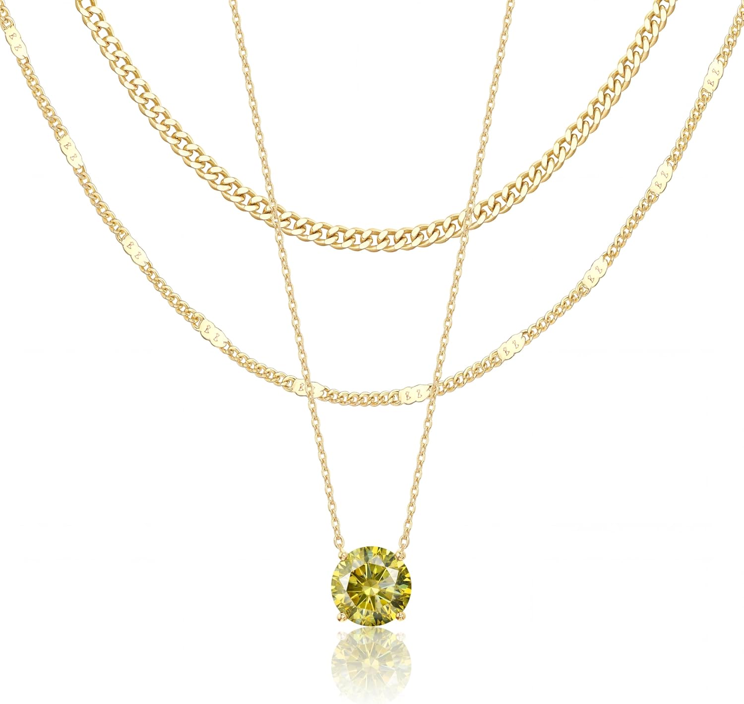 14K Gold Layered Birthstone Necklace Set