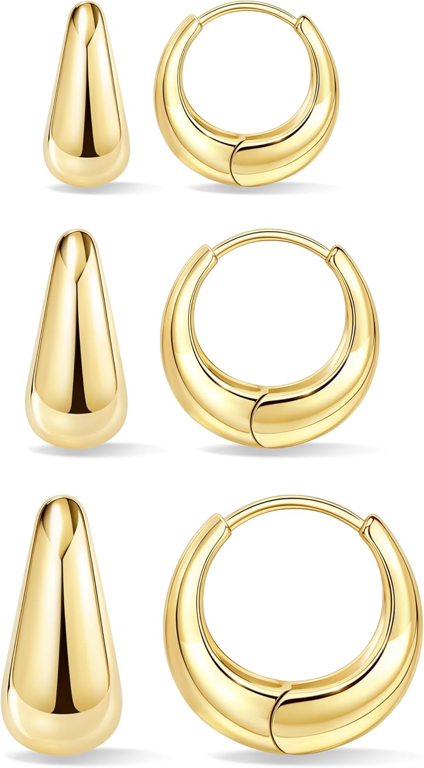 Sterling Silver Huggie Hoop Earrings Set