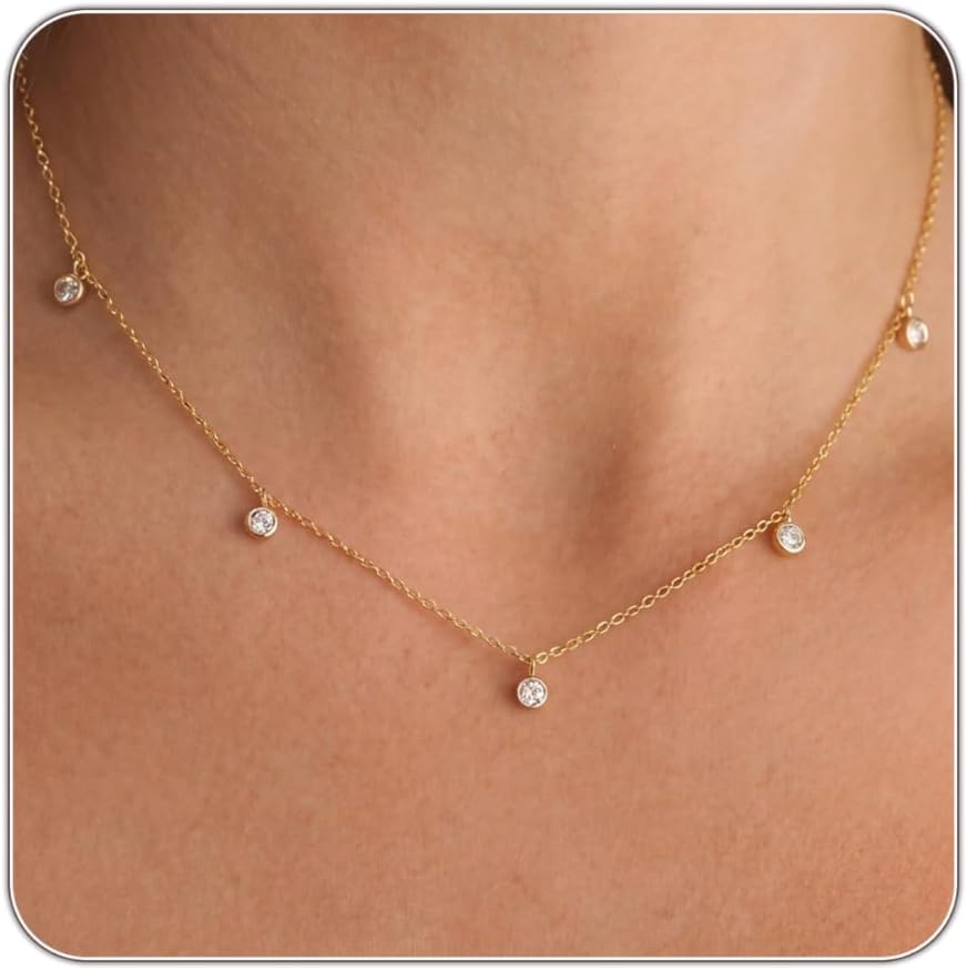 Dainty CZ Layered Choker Necklace