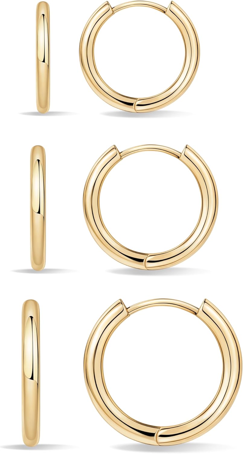 Sterling Silver Huggie Hoop Earrings Set