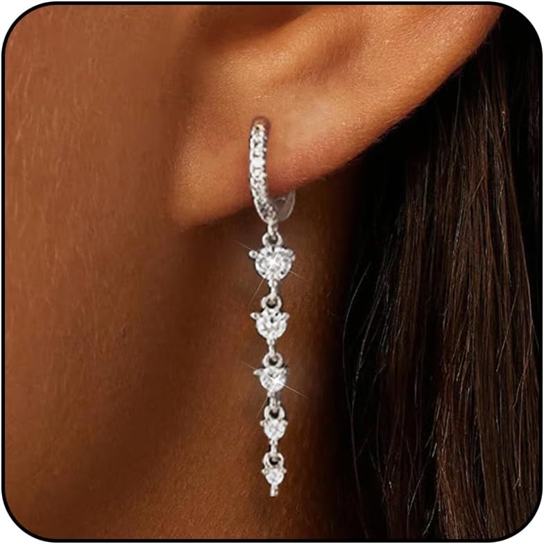 14K Gold Crystal Dangle Earrings