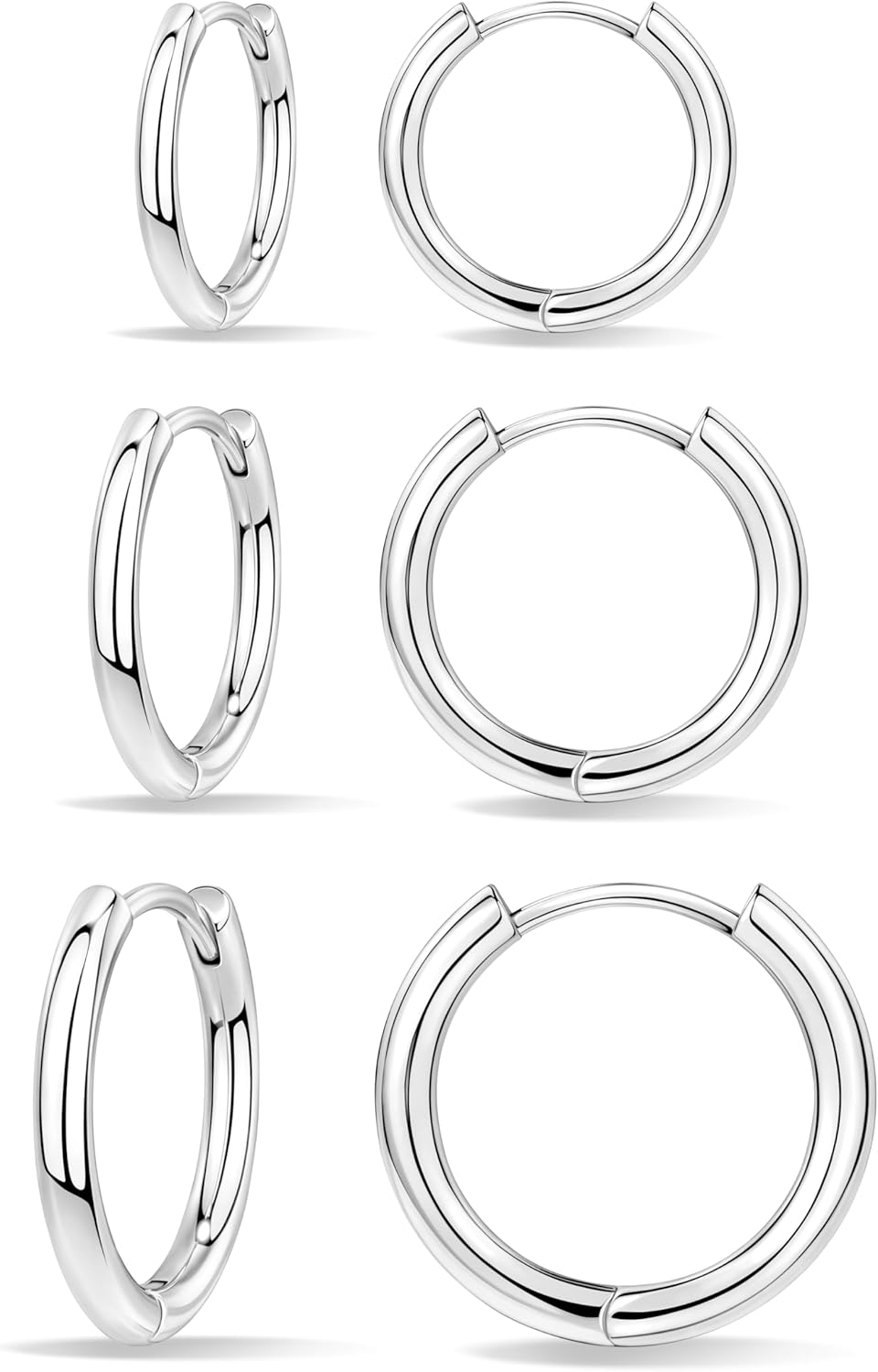 Sterling Silver Huggie Hoop Earrings Set