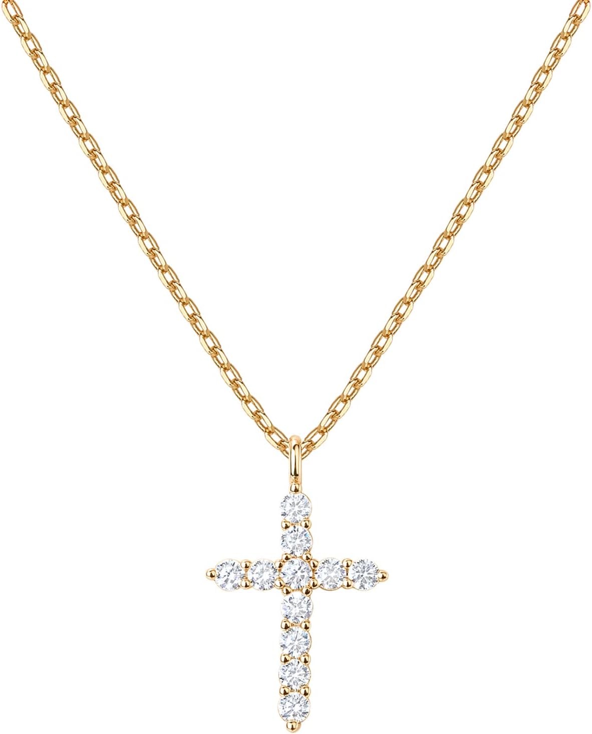 14K Gold Cross Pendant Necklace