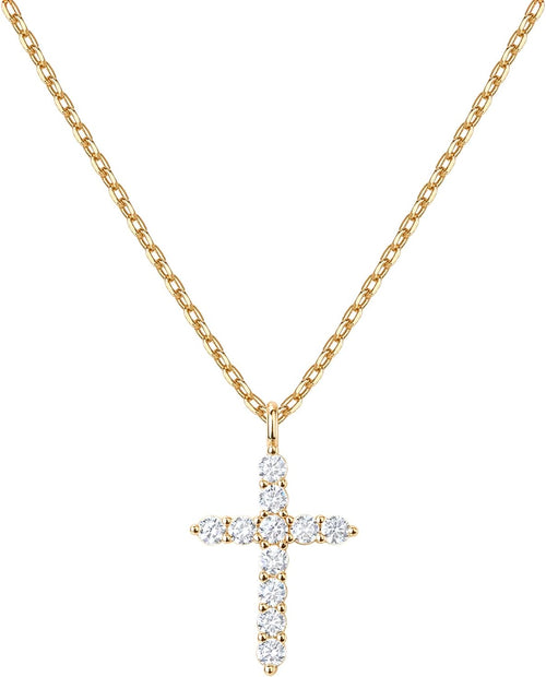14K Gold Cross Pendant Necklace