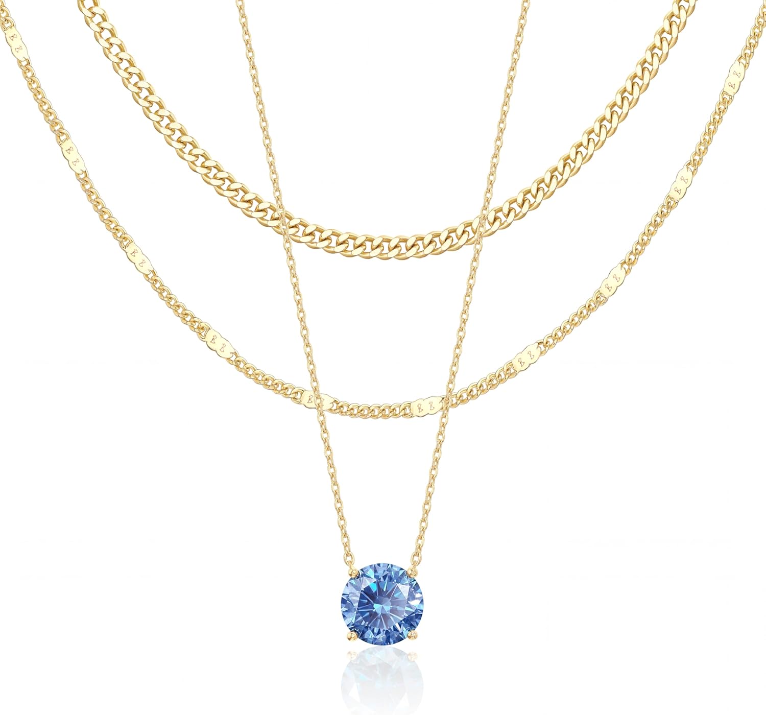 14K Gold Layered Birthstone Necklace Set