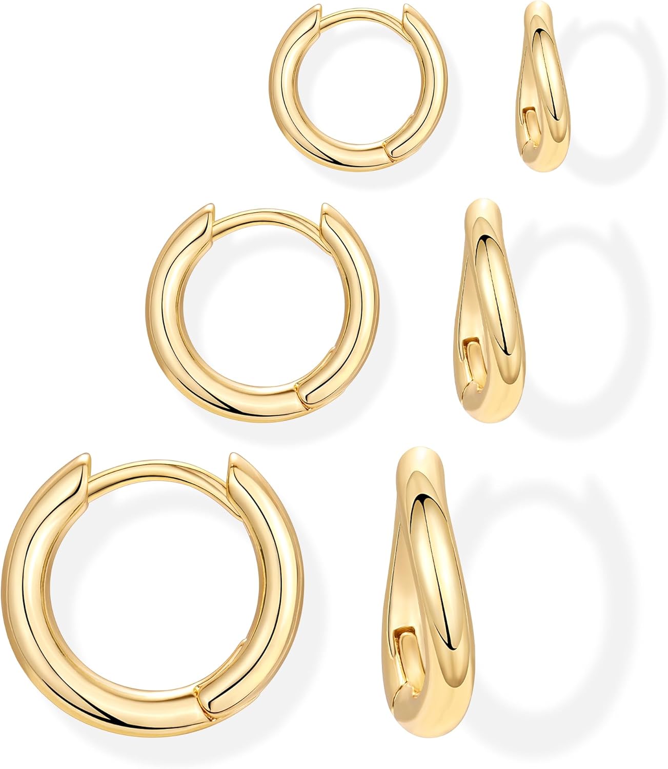 Sterling Silver Huggie Hoop Earrings Set
