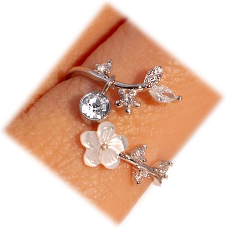 Adjustable Birthstone Flower Ring