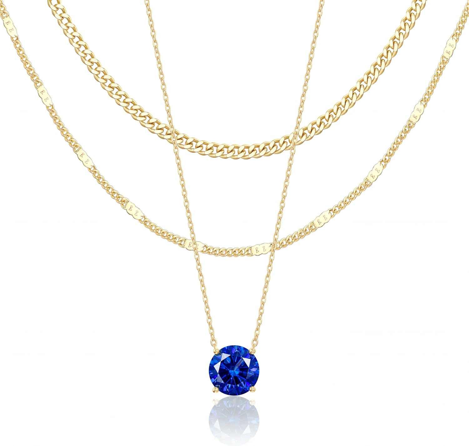 14K Gold Layered Birthstone Necklace Set
