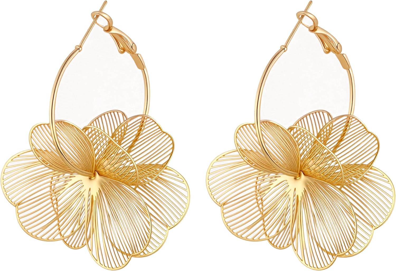 Floral Dangle Hoop Earrings
